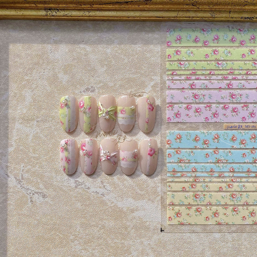 365nails: 빈티지 핑크 장미 네일 아트 스티커