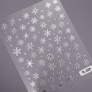 Sticker pour ongles flocon en cristal diamant argenté 5D en relief — estampage à chaud, DIY (modèle TL)