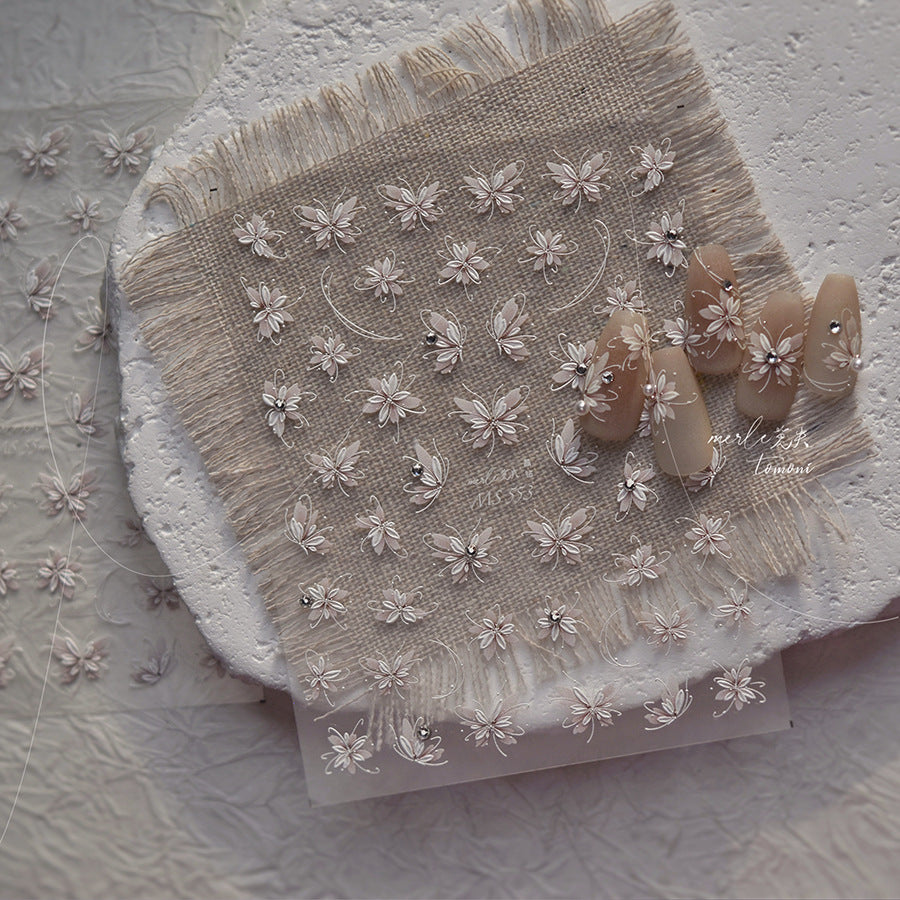 Holographic Shell Light Butterfly Nail Stickers – 3D Embossed Iridescent Set