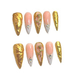 Gold Rose Sculpted Luxury Stiletto Press On Nails