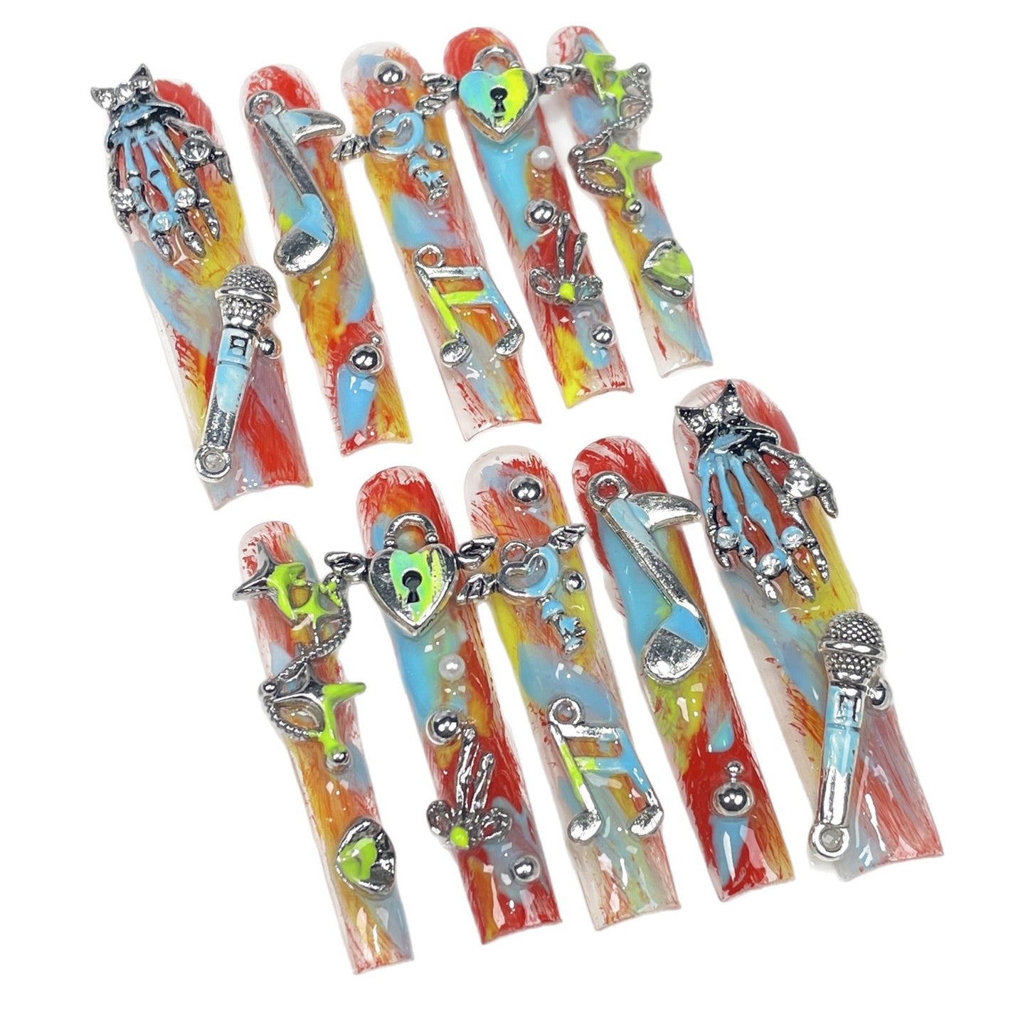 Sweet cool babes  music festivals water pipe nail Halloween personalized graffiti press-on nails pure handmade wholesale｜365nails