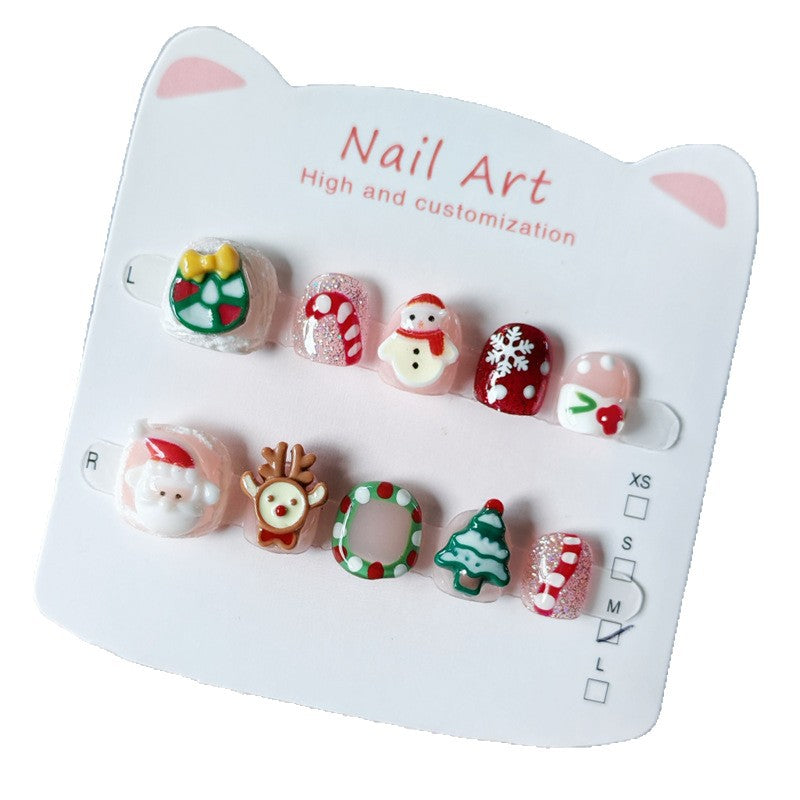 365nails-Christmas Cheer Kids Series: "Santa's Festive Friends" – Short Square Kids Nail Art