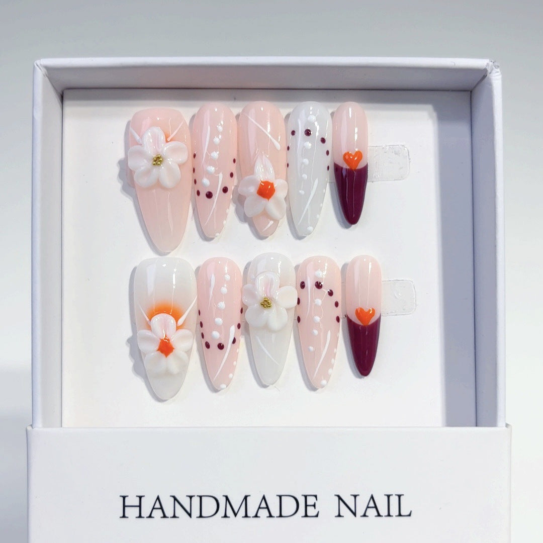 Orange Blossom: "Peach Bloom" – Almond Shape Press-On Nails