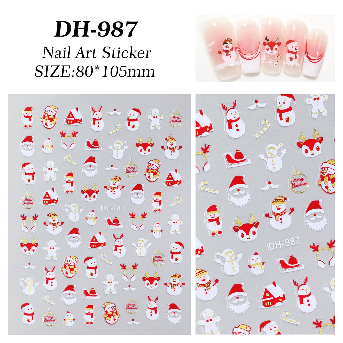 Cute Christmas Snowman Nail Art Sticker Flat Adhesive Christmas Snowman Little Penguin DIY Nail Sticker DH