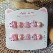 365Nails: "Kuromi Sweet Dream" – Handmade Cute Short Oval Press On Nails With Kuromi & Bow Design