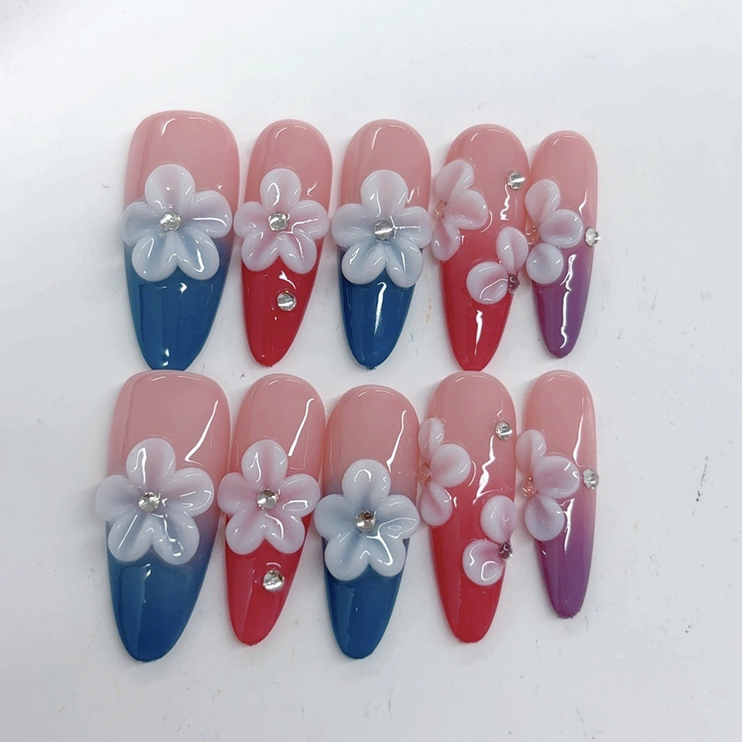 Blossom Dream: "Petal Whisper" – Gradient Almond Press-On Nails