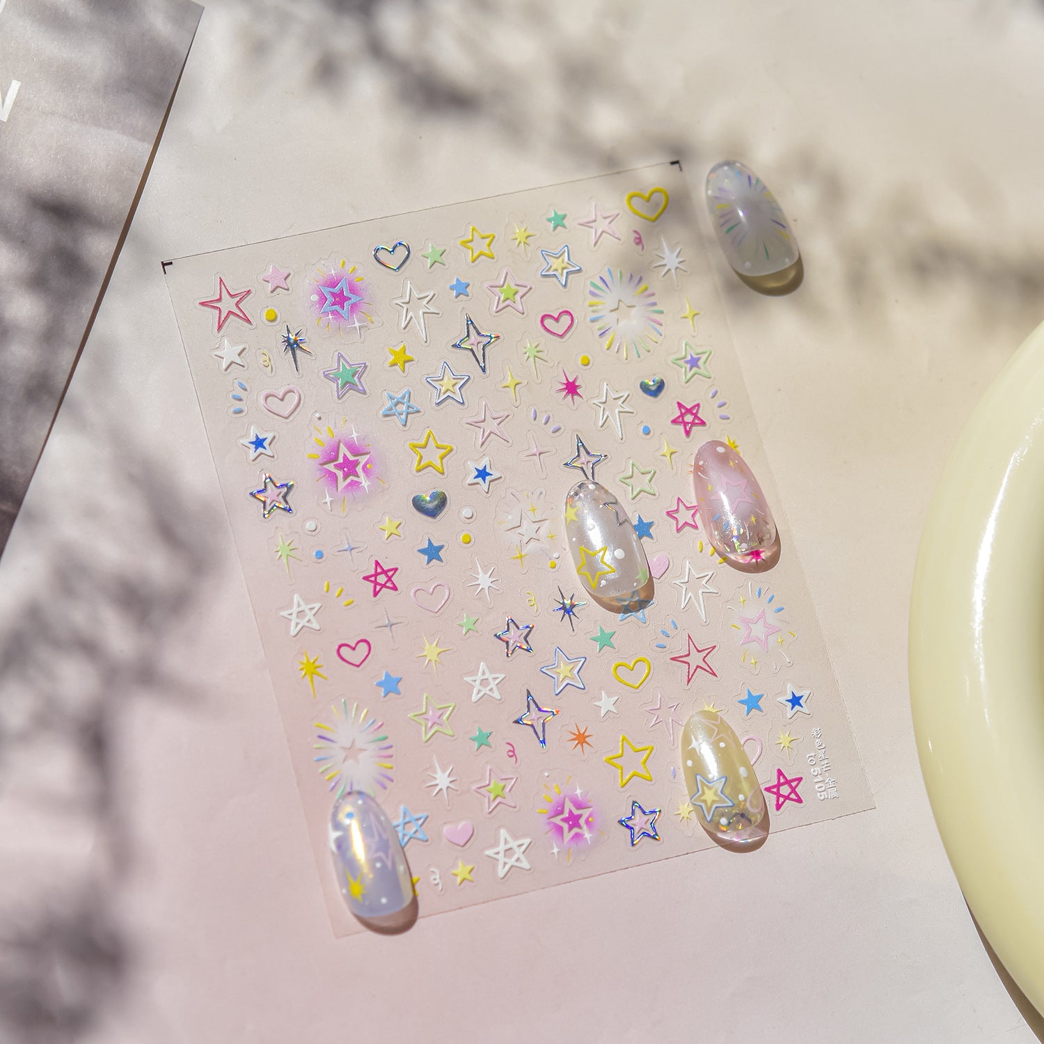 Starry Heart Sparkle – Y2K Dreamy Nail Art Stickers