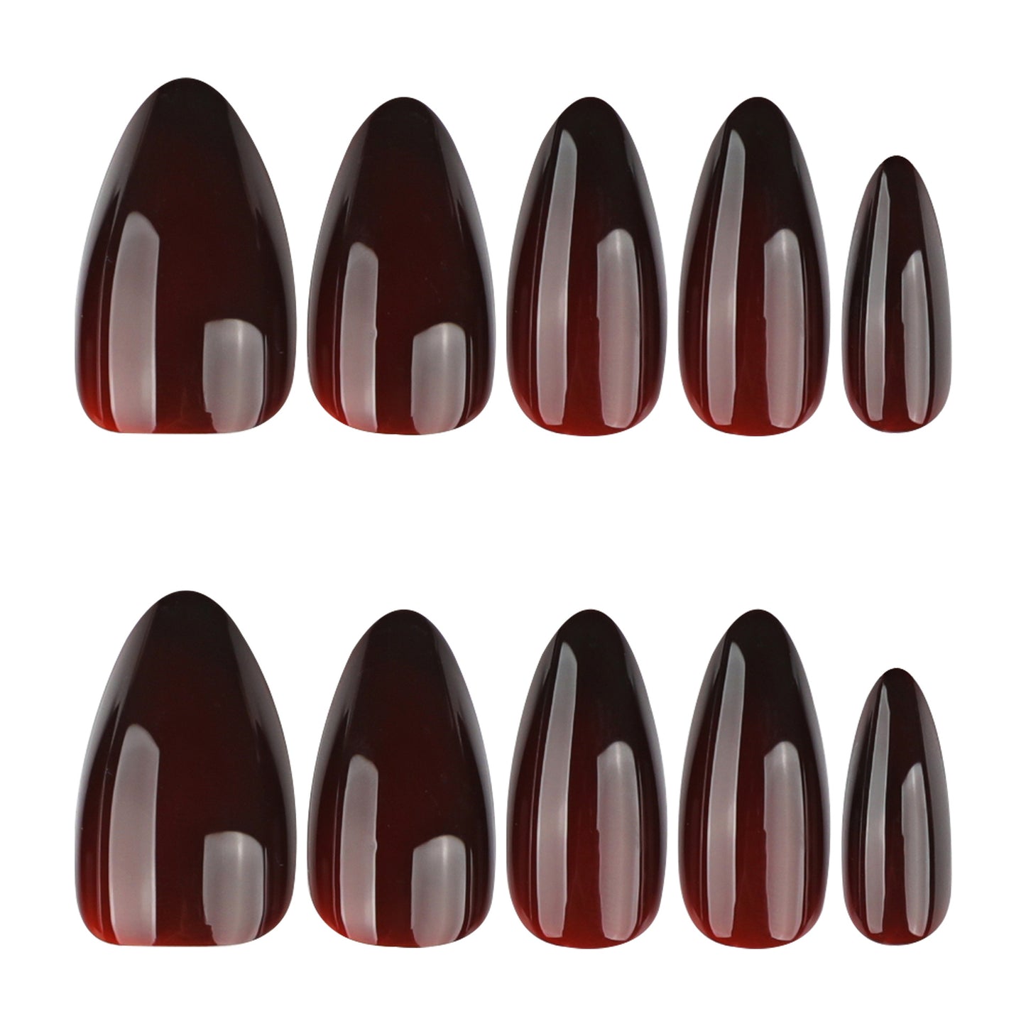 Deep Wine Glossy Solid Color Press On Nails