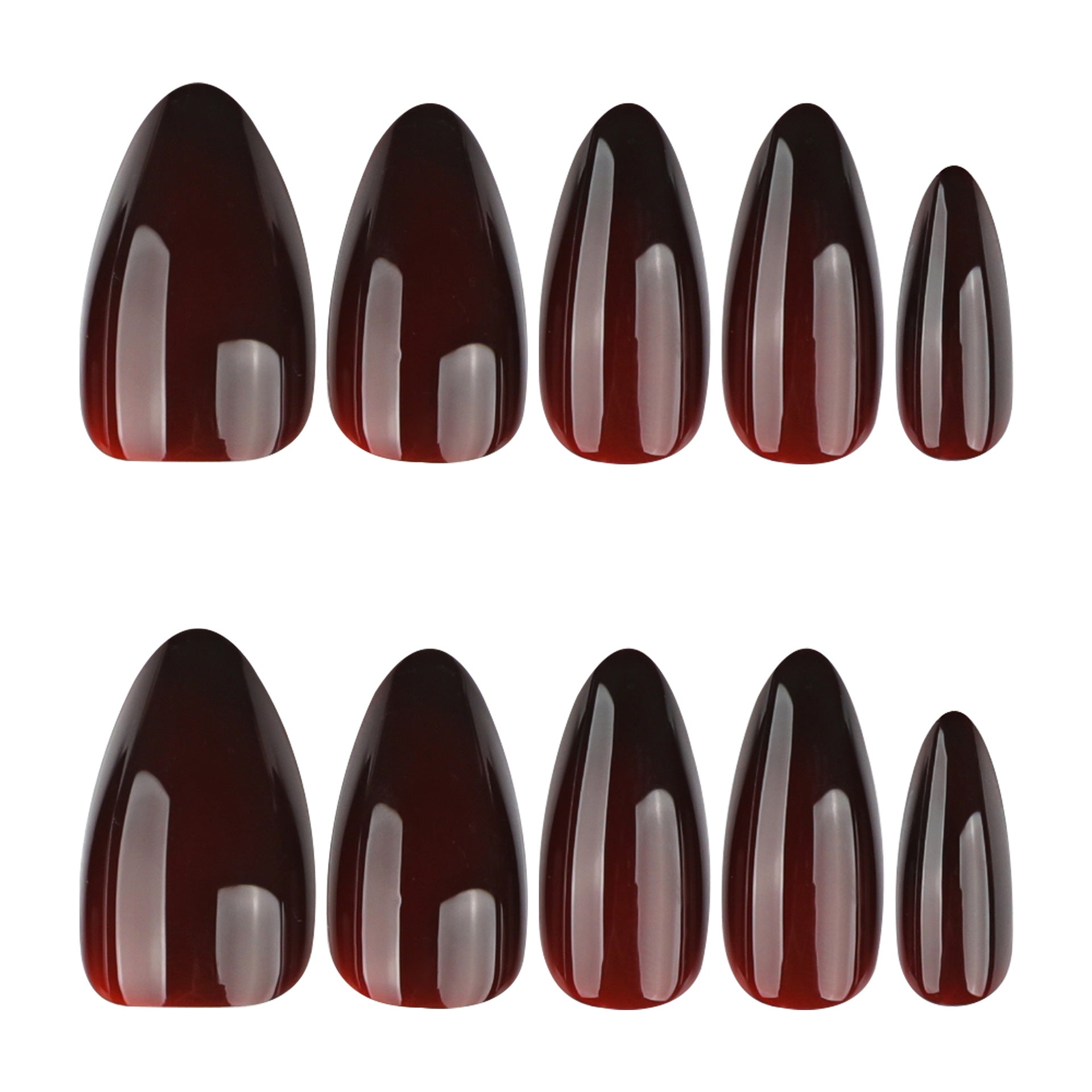 Deep Wine Glossy Solid Color Press On Nails