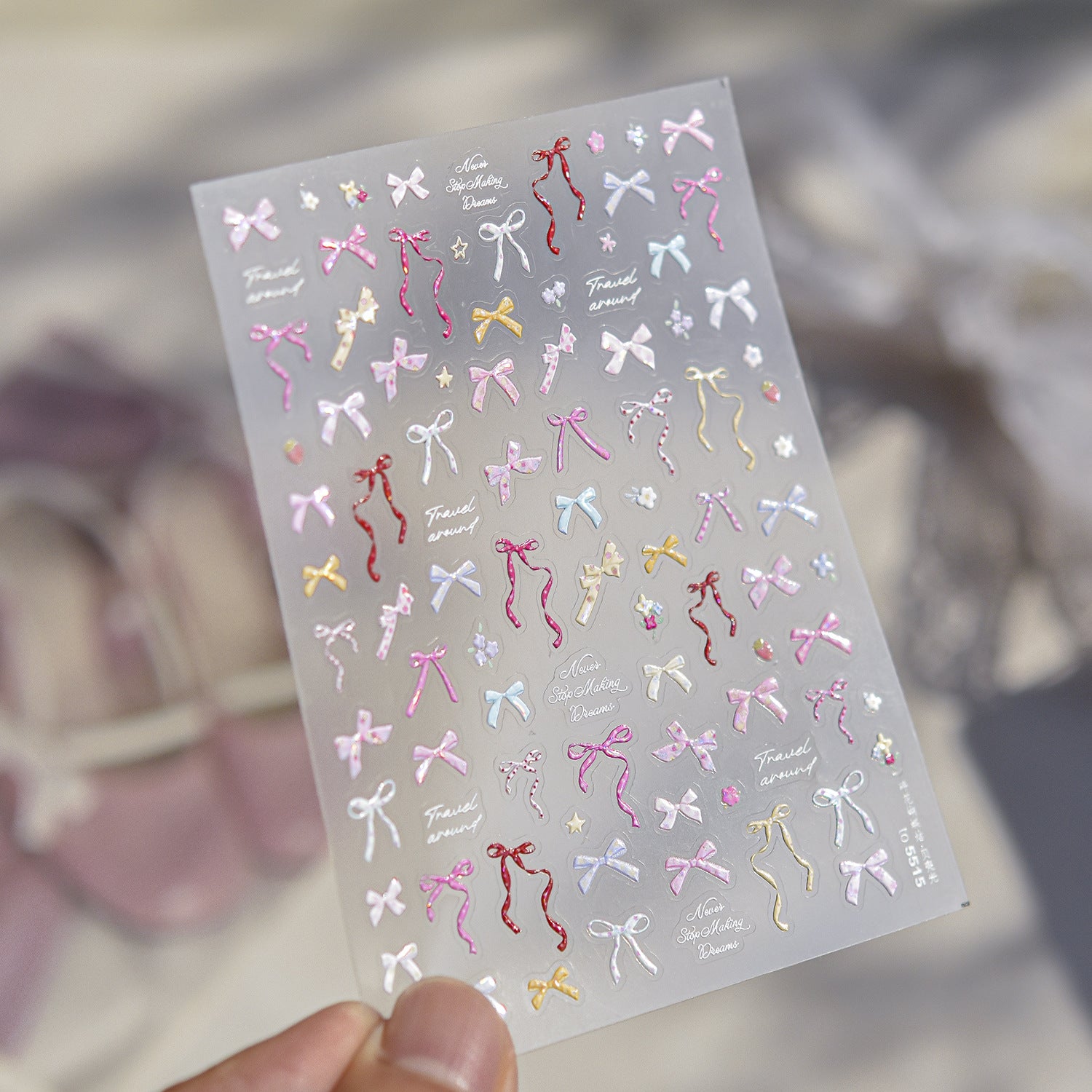 Red Bow Collection: "Gilded Red Bow" – 3D Embossed Nail Sticker