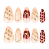 Short almond 3D three-dimensional press-on nails