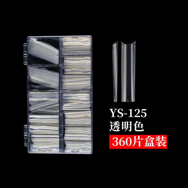 Nail Tips Nail plate semi-sticker, light sticker, lengthened XXXL water pipe nail NO C arc, light French manicure, transparent fake nail