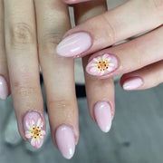365nails: "Blush Petal Almond" – 3D Floral Hand-painted Almond Nails