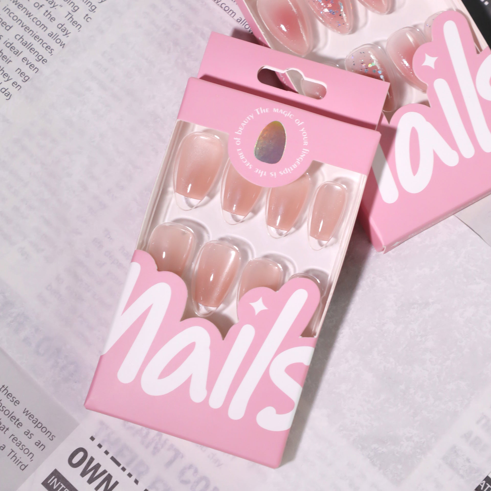 Soft Clear Glitter Square Press On Nails Style