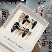 365nails: "다크 키티의 꿈" – 3D 장식 수제 스틸레토형 네일