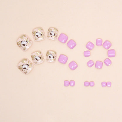 Unhas postiças de borboleta com flor e folha de ouro, cor sólida, rosa, para meninas, unhas postiças, estilo vento, unhas postiças, 365nails