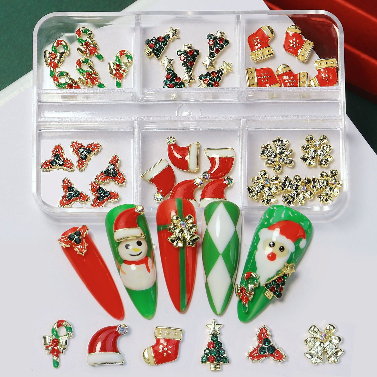 Christmas Alloy Nail Charms Set – 3D Festive Decorations for Holiday Nail Art (MOQ=3)