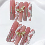 Elegant Butterfly Crystal Ombre Press On Nails