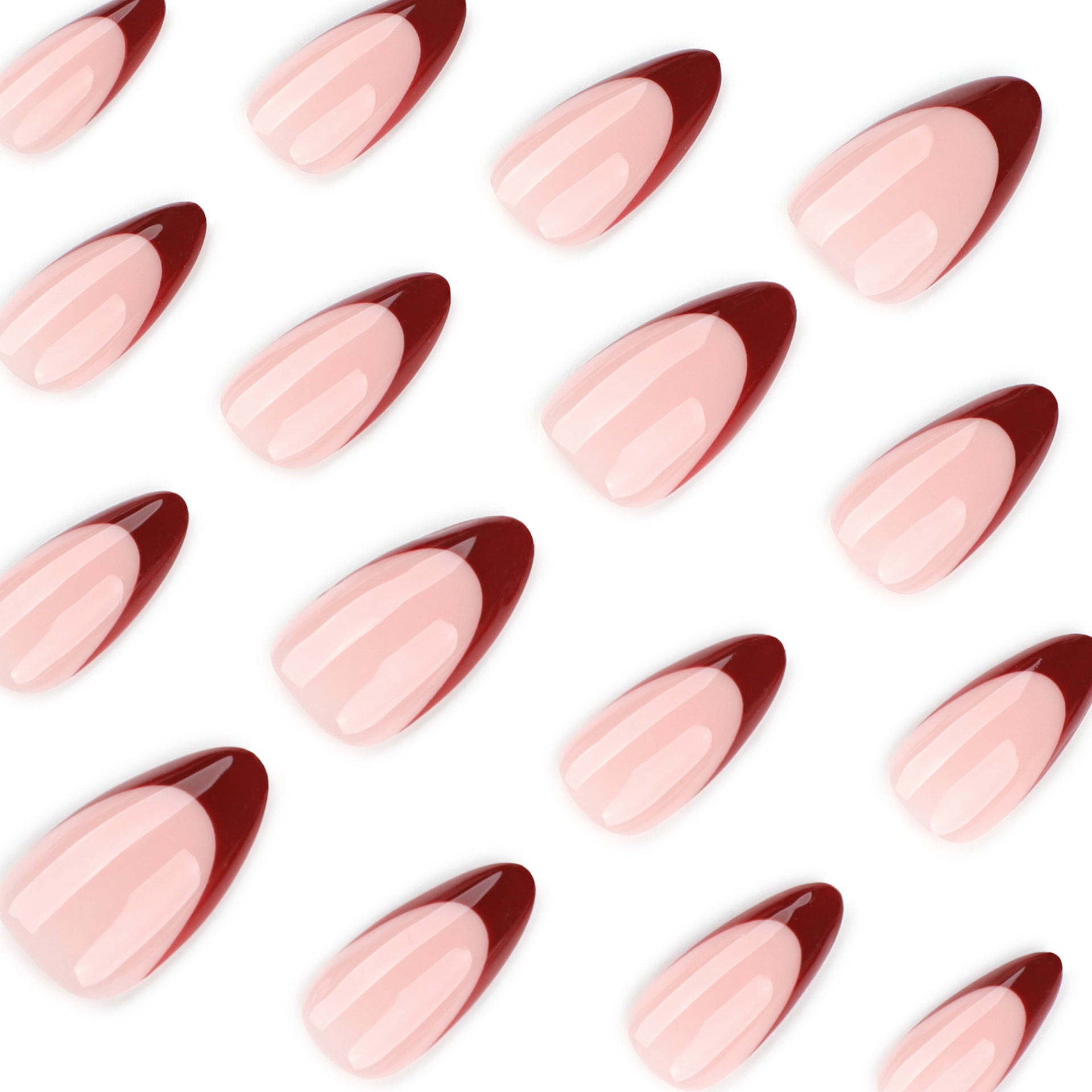 Red French Gradient Press On Nails Stylish Chic Design