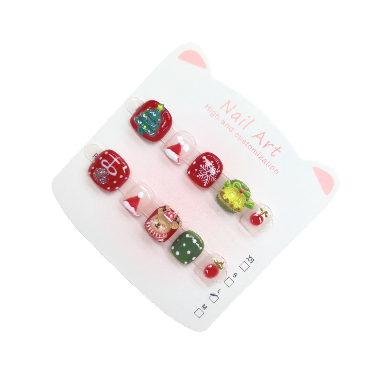 Christmas Cute Kids Press On Nails with Holiday Icons