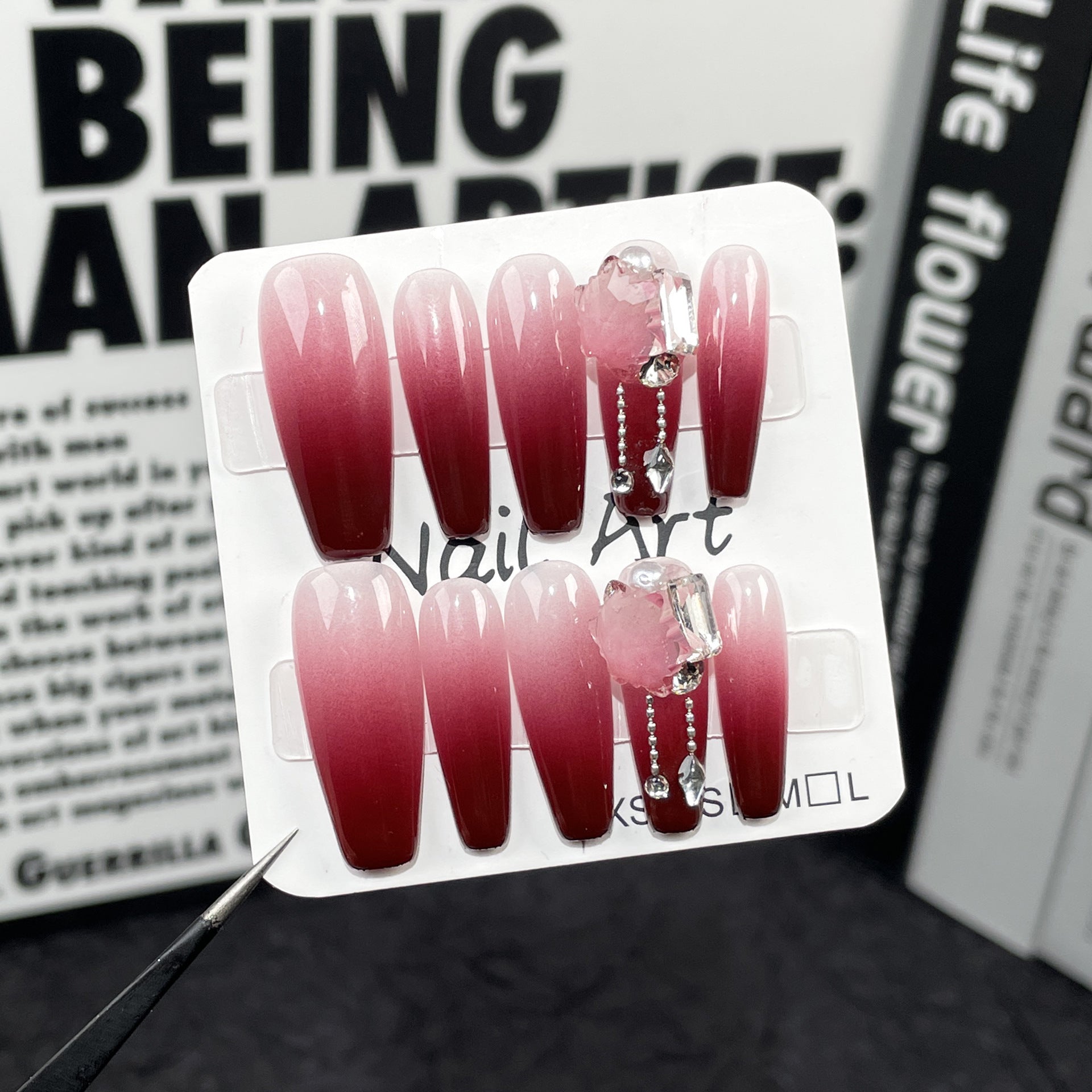 Uñas postizas hechas a mano con pistola pulverizadora, cambio gradual, sensación avanzada, parches largos para uñas, taladro apilado, venta al por mayor de uñas Yiwu ｜365nails