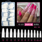 Nail Tips semi-full sticker, light sticker, extended water pipe nail 240 pieces XXXL thin dog transparent manicure patch fake nail