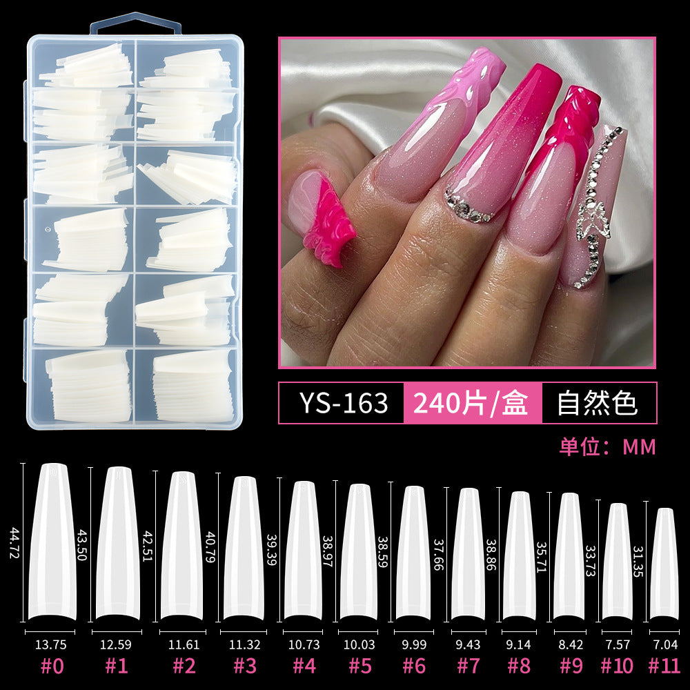 Nail Tips semi-full sticker, light sticker, extended water pipe nail 240 pieces XXXL thin dog transparent manicure patch fake nail