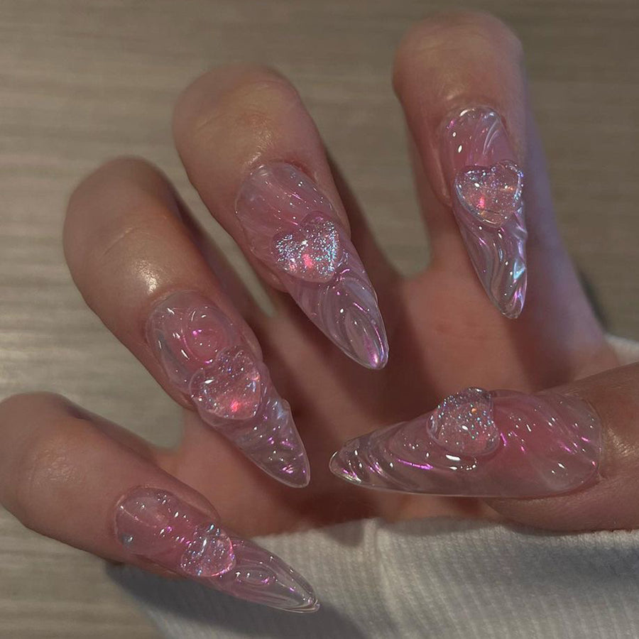 Aurora Nail Piece 3D Tridimensional Water Ripple Nail Piece Nail Patch Unha Ponta Curta Unha Postiça｜365nails
