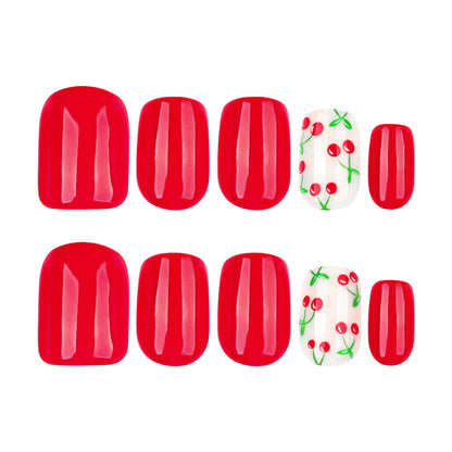 short square nail  fresh cherry  simple  wholesale｜365nails