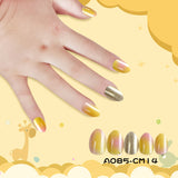 Kids press-on nails 24 pieces of smudged yellow glitter sparkles