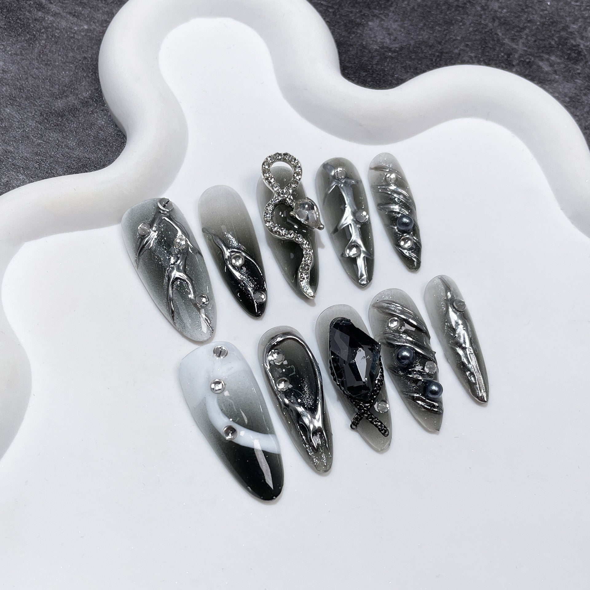 Uñas postizas largas de Spice Girls, hechas a mano, de metal, de alta resistencia, al por mayor | 365nails