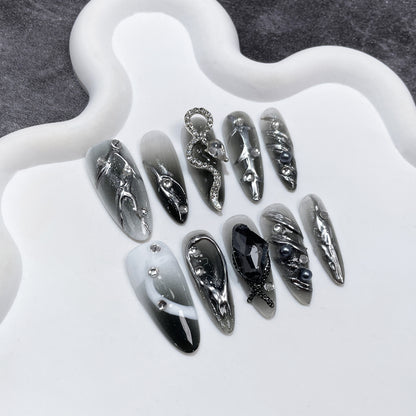 Spice Girls Metal Heavy Industry Long Handmade Press-on Nails Wholesale｜365nails