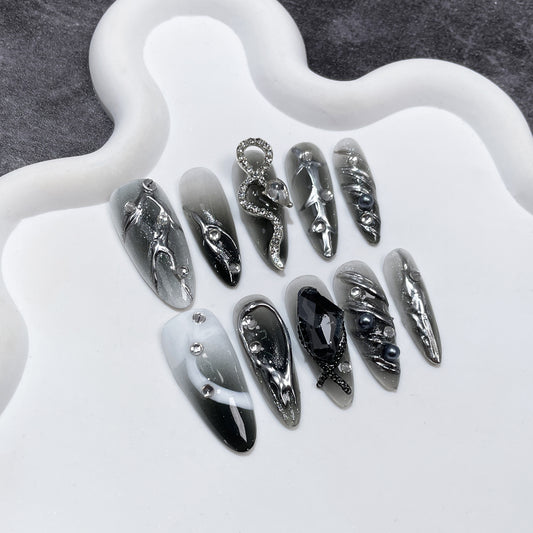 Spice Girls Metal Heavy Industry Long Handmade Press-on Nails Wholesale｜365nails