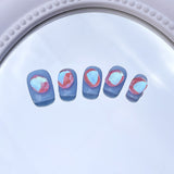 Parche de manicura hecho a mano, sencillo, con diseño de aurora brillante y diamante, para uñas cortas y usables | 365nails