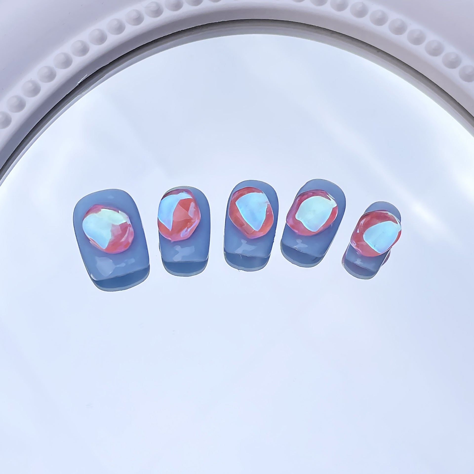 Parche de manicura hecho a mano, sencillo, con diseño de aurora brillante y diamante, para uñas cortas y usables | 365nails