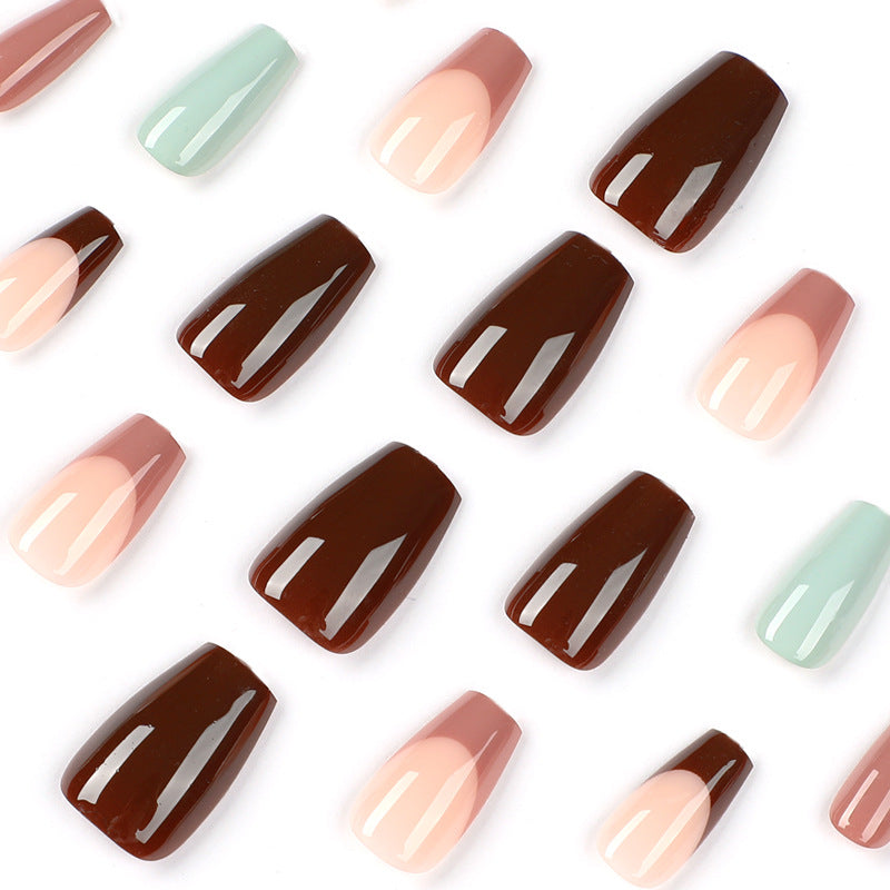 Almofadas para arte de unhas atacado marrom francês, arte de unhas removível e vestível, adesivos para arte de unhas atacado ｜365nails