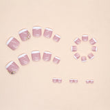 Unhas postiças francesas simples e puras com diamante rosa, modelo de unhas postiças estilo armadura, estilo doce para meninas, peça de unha postiça ｜365nails