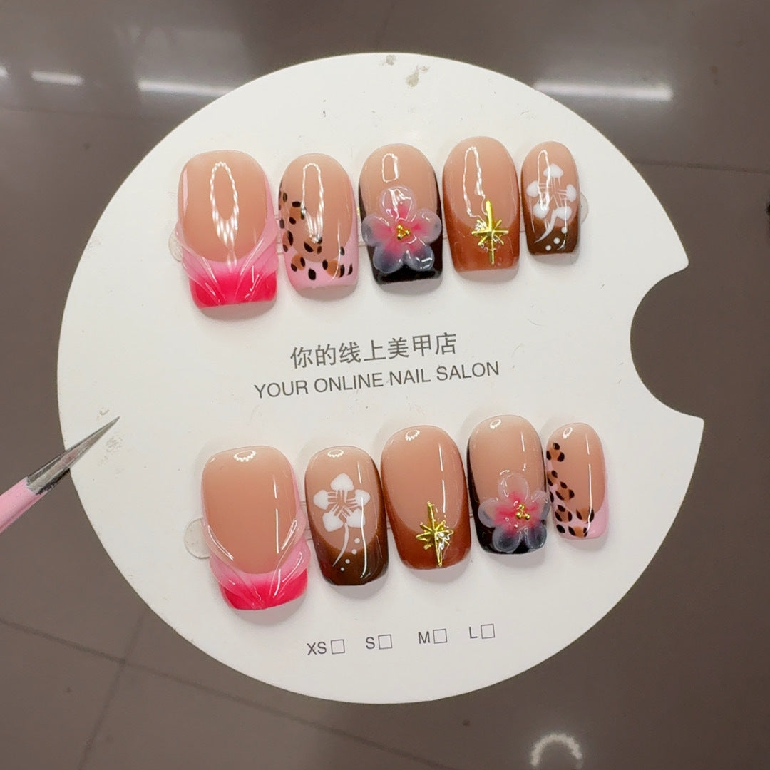 Autumn Bloom: "Crimson Petal" – Square Press-On Nails
