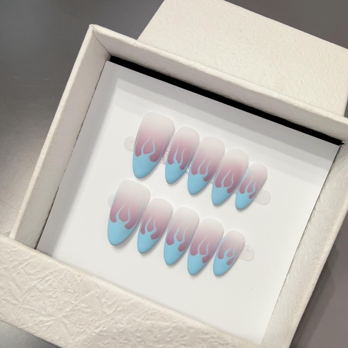365nails: "Aurora Flame" – Gradient Flame Handmade Coffin Nails