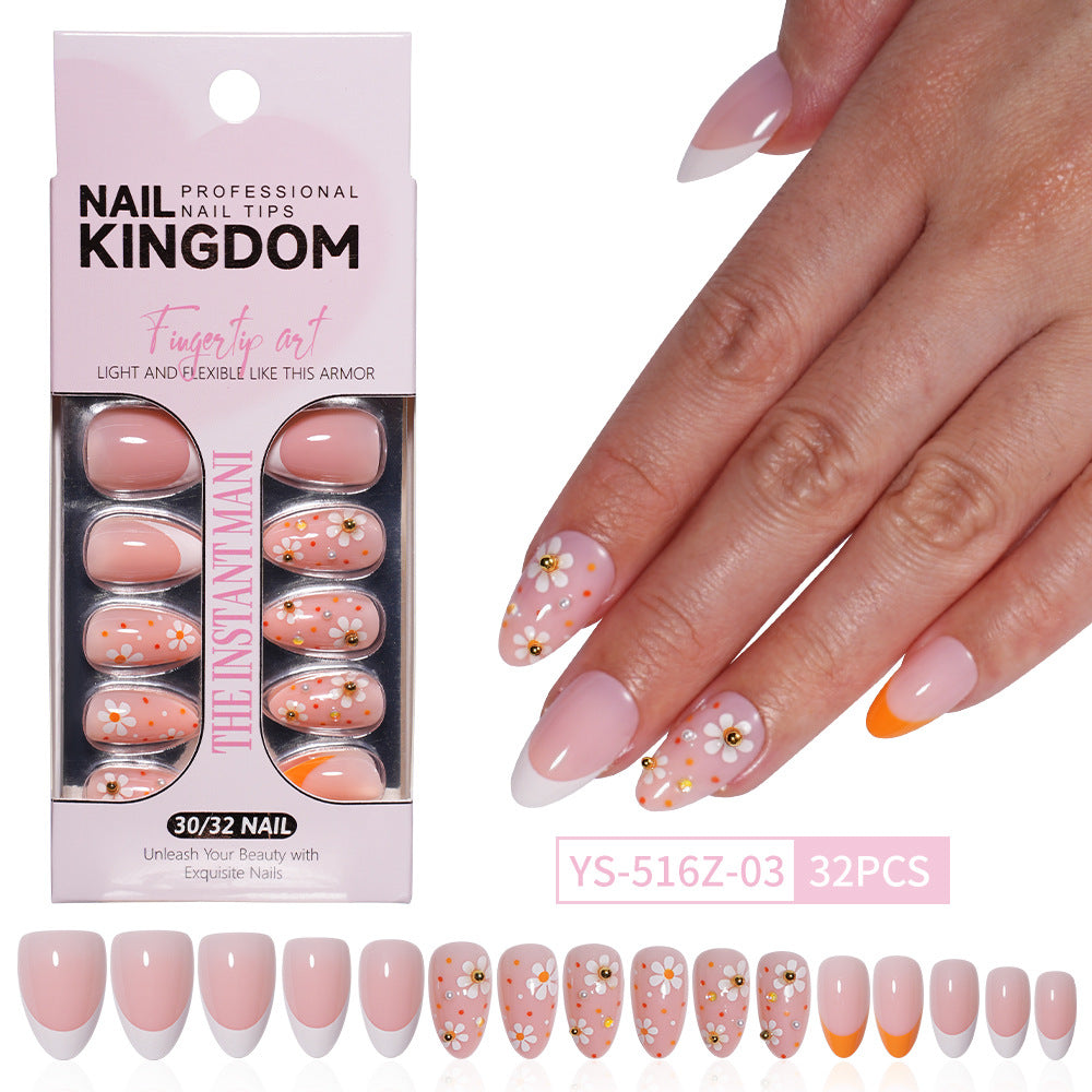 "Spring Daisy French" - Floral 32Pcs Press-On Nails Set