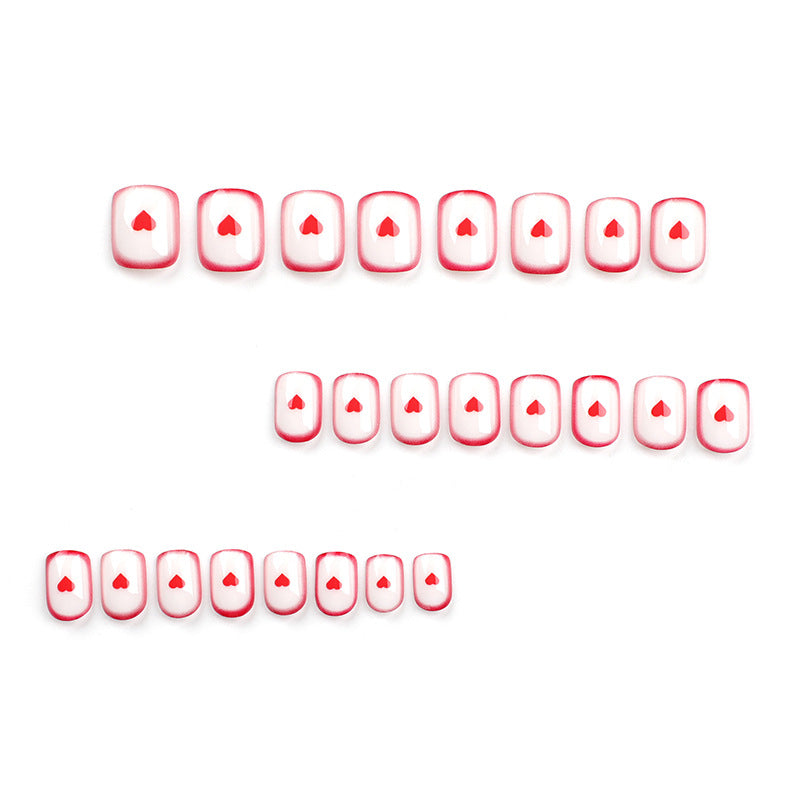 "Red Outline & Tiny Heart" - Precision Crafted Press-On Nails