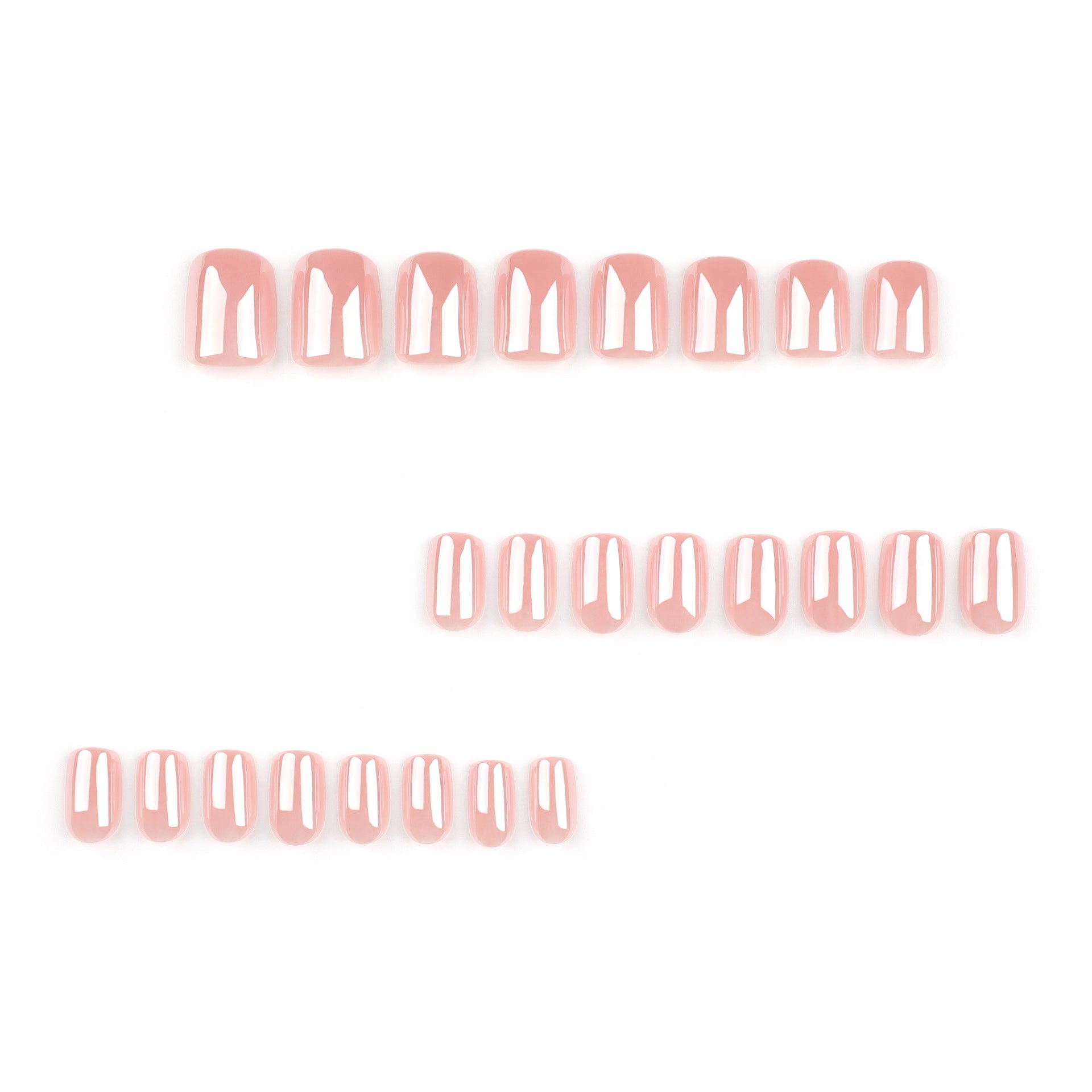 粉色純色短款方形穿戴甲 批發／網紅爆款 亮面塗層｜365nails