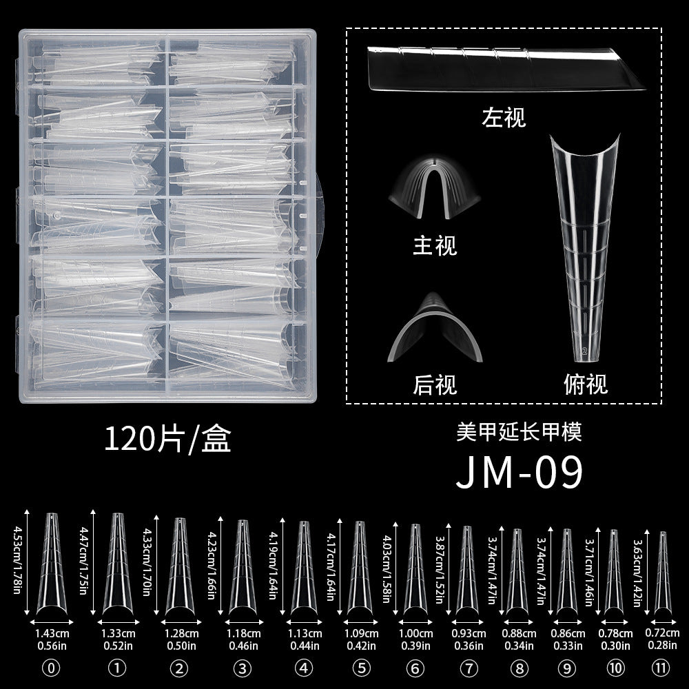 Nail Tips 120 transparent crystal nail molds, boxed with graduated crystal extension nail molds,  rapid phototherapy extension nail molds