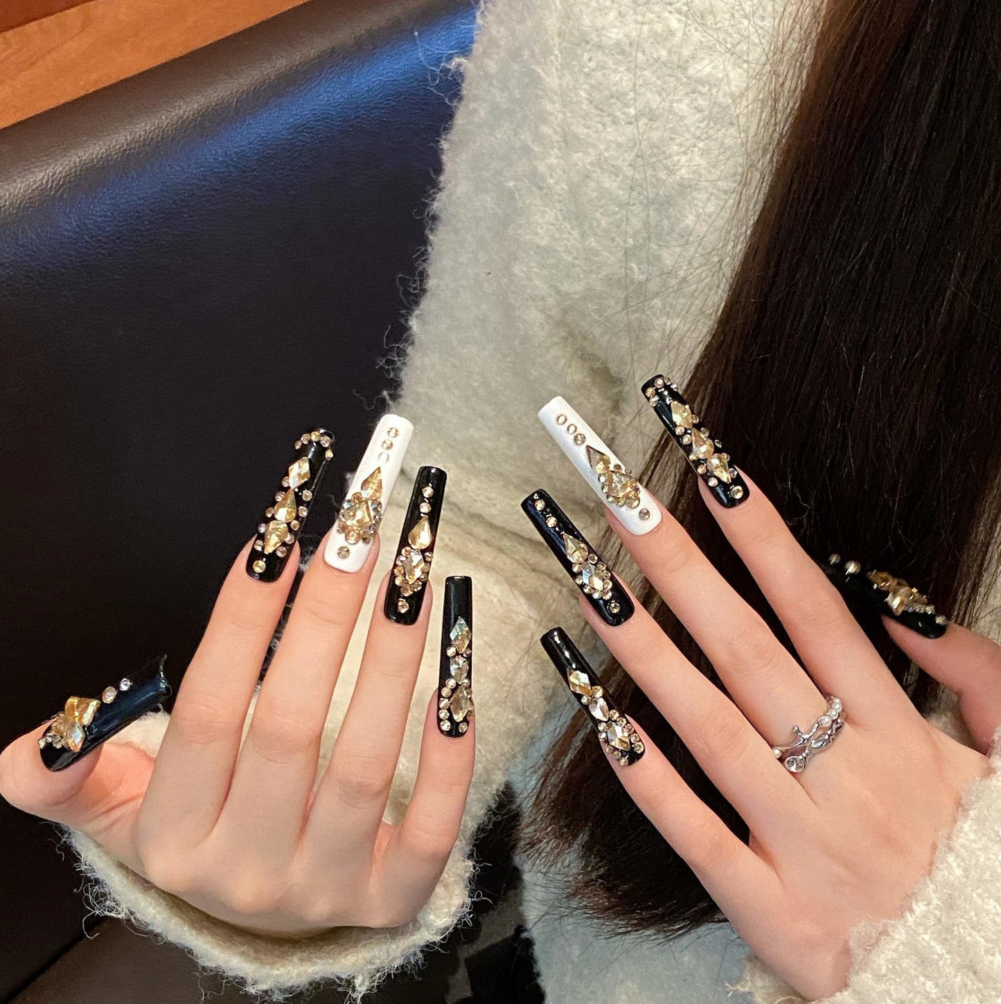 Extra long funny cartoon cute handmade nails personalized  hand-painted fake nails removable nail | 365nails