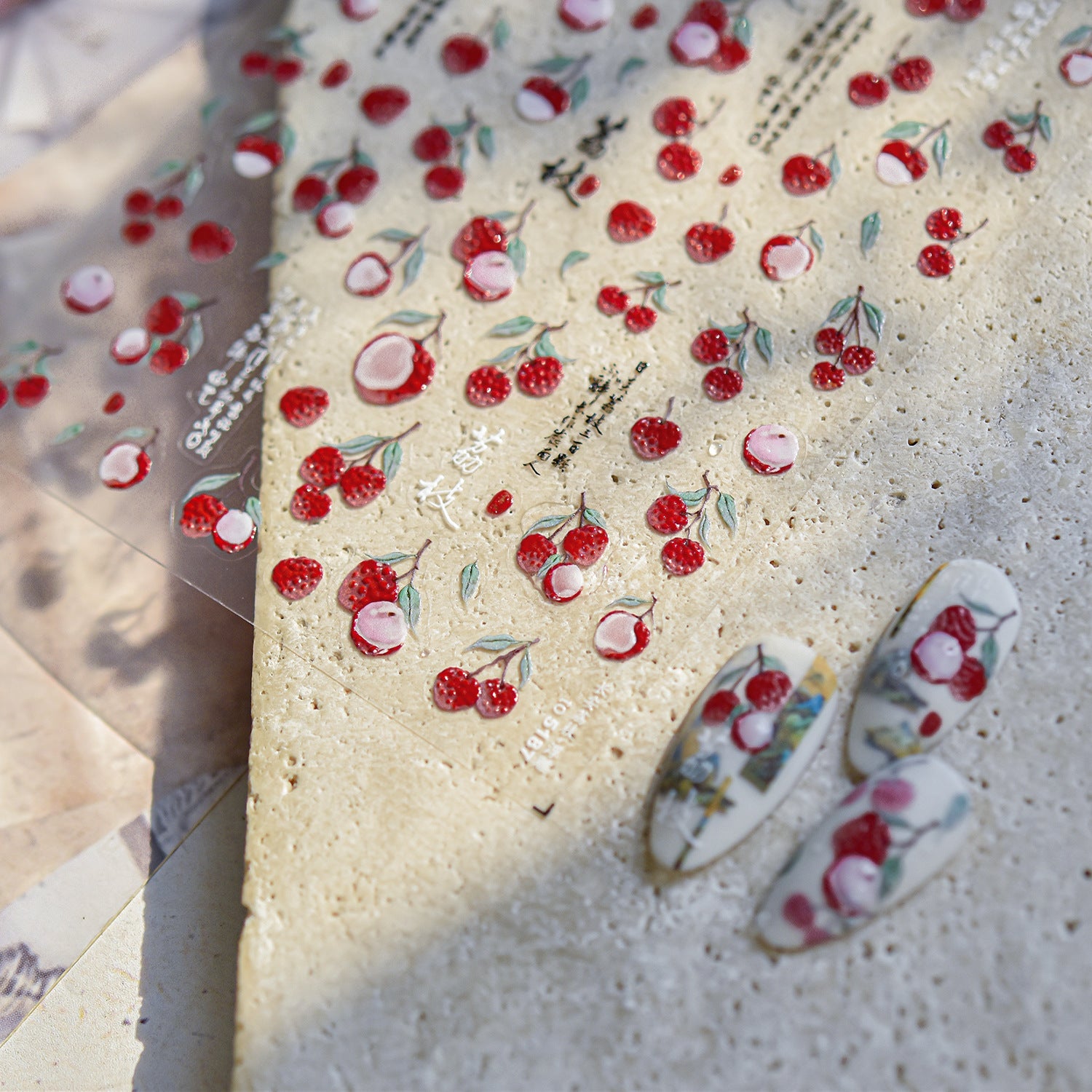 365nails: "Watercolor Lychee & Calligraphy" – Nail Art Stickers