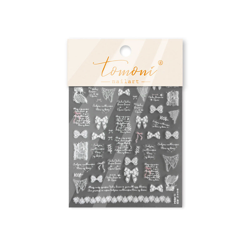 3D Embossed Spider Web Lace Nail Stickers – White Sheer Mesh Texture Set