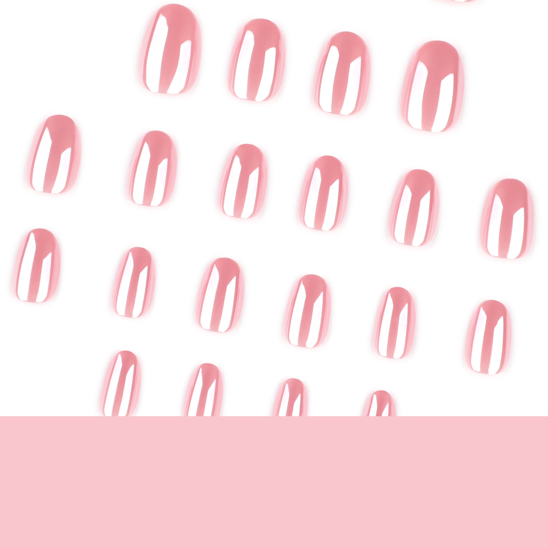 핑크 크롬 미러 광택 프레스온 네일