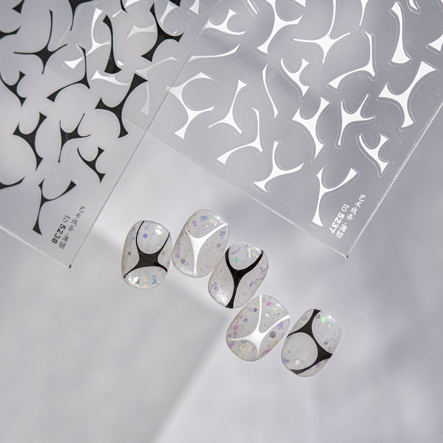 Angel Wings & Crown: "Iridescent Pearl" – 3D Nail Sticker