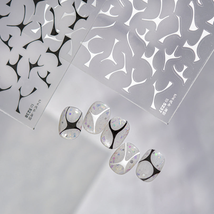 Angel Wings & Crown: "Iridescent Pearl" – 3D Nail Sticker