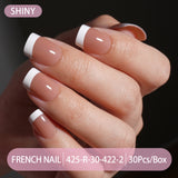 Press on nails French trapezoidal simple high-end sense 30 pieces box detachable fake nail finished pre-made manicure